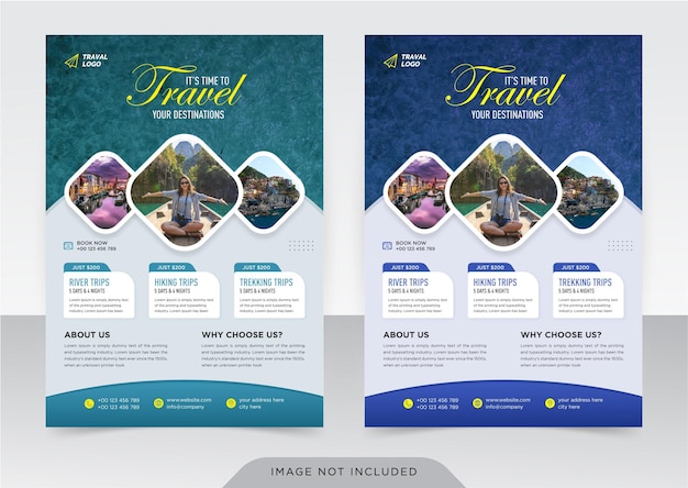 Business flyer and cover page template for travel agency 