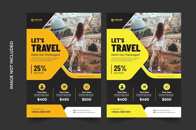 Vector business flyer design and brochure cover page template for travel agency