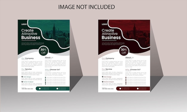 Vettore modello di progettazione volantino aziendale 2 set di colori