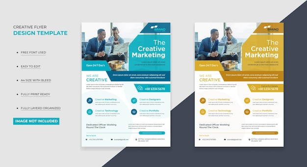 Business flyer design template for creative marketing agency easy to edit