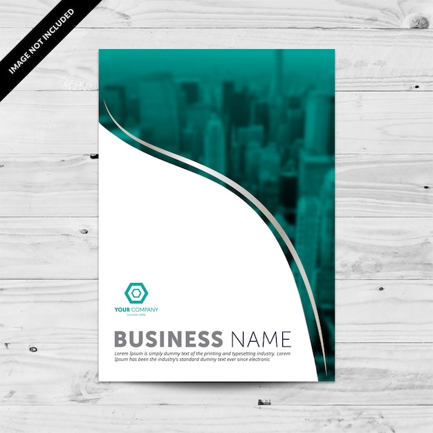 Business flyer design template with teal blue cityline