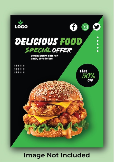 Vector business flyer fully layered editable template for burger restaurant