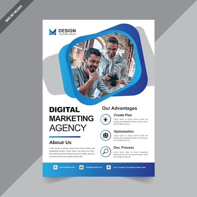 Business Flyer Layout with Blue Color Accents