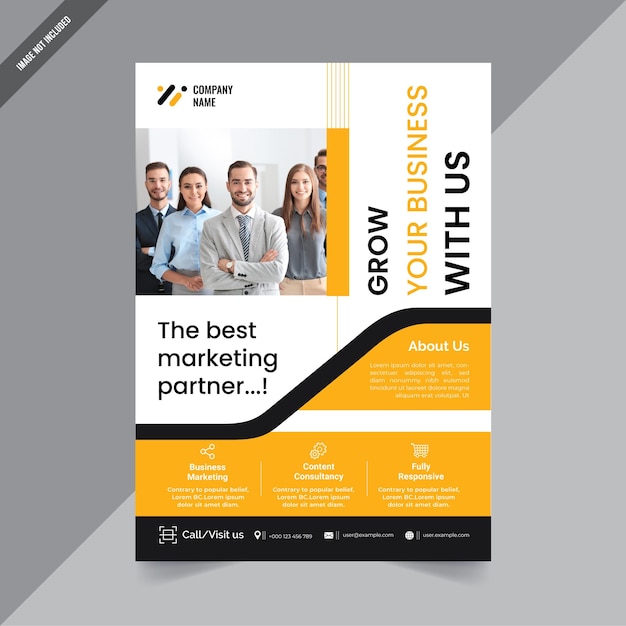 Business Flyer Layout with Yellow and Black Accents