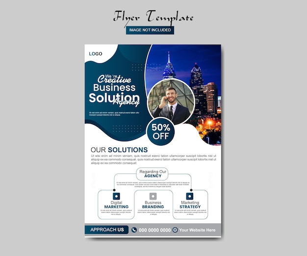 Business flyer ontwerp sjabloon grafisch ontwerp met grafische elementen en ruimte voor foto achtergrond