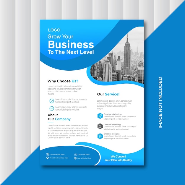 Vector business flyer print template with photo