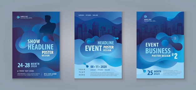 Business flyer  set. layout template, abstract liquid shape fluid design