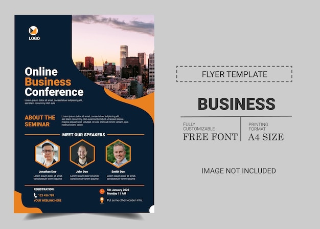 Business flyer sjabloon online conferentie conceptontwerp