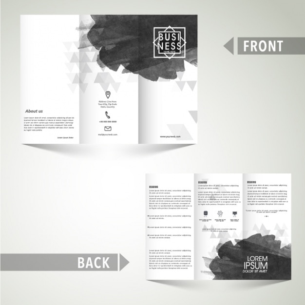 Vector business flyer template with black shapes