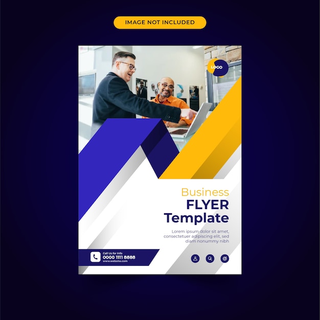 Vector business flyer template with blue yellow modern design