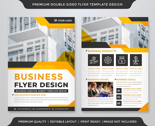 Vector business flyer template with double sides layout premium style