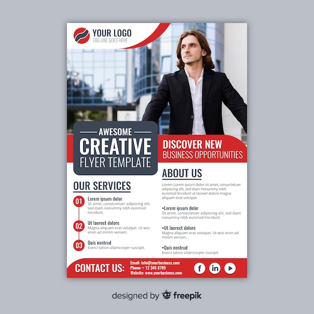 Business flyer template with photo