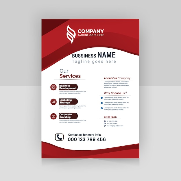 Business flyer template with wave shape