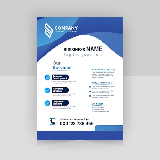 Business flyer template with wave shape