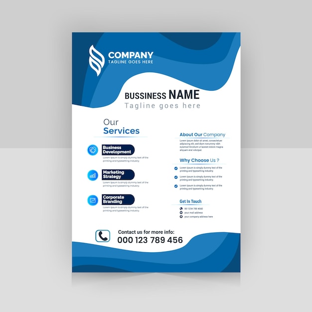 Vector business flyer template with wave shape