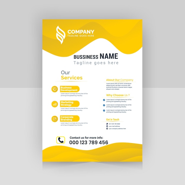 Vector business flyer template with wave shape