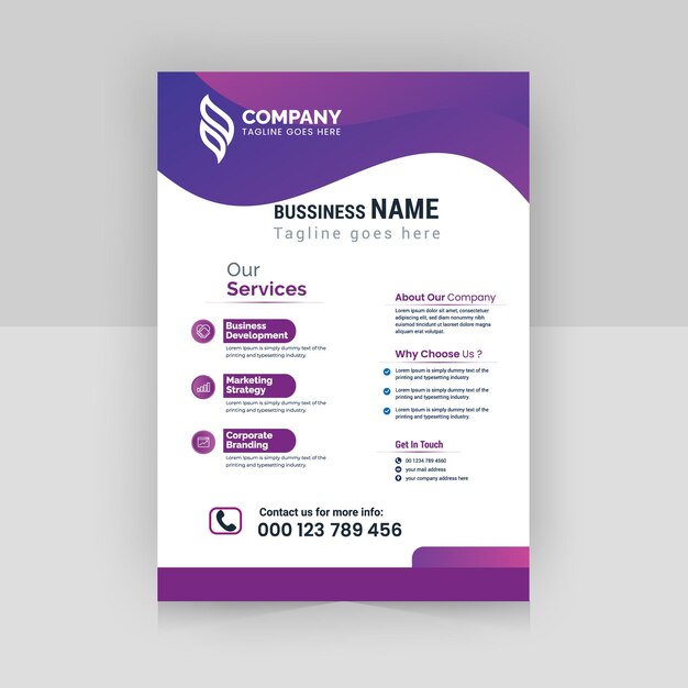 Business flyer template with wave shape