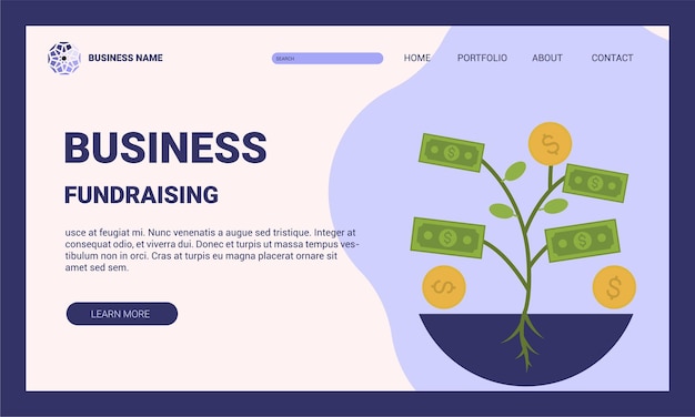 Vector business fundraising concept for website template vector illustration