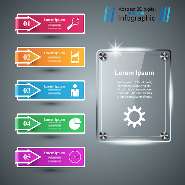 business glass infographics origami style