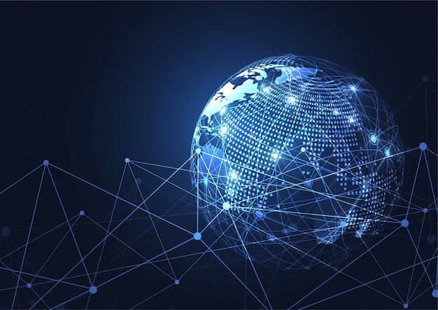 Business global network connection. World map point