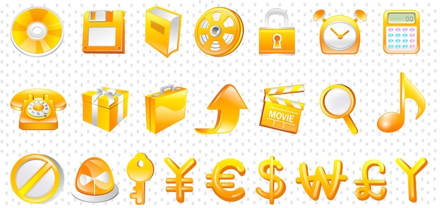 Business golden icon set