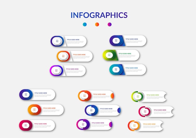 비즈니스 그라데이션 Infographic 요소 컬렉션 디자인 서식 파일 설정