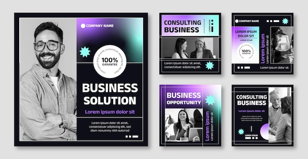 Vector business gradient professional instagram posts collection