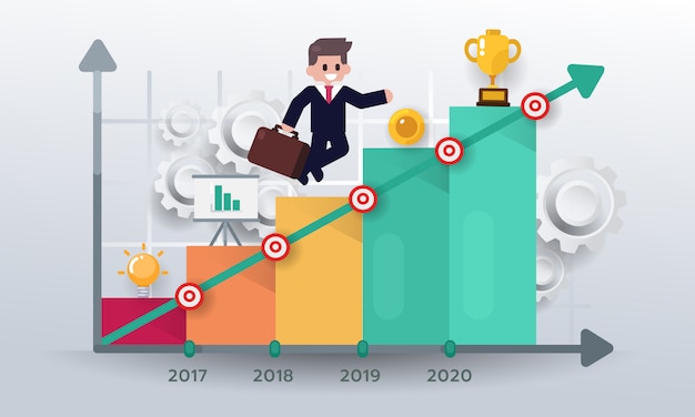 Vector business graph infographic. step of success.