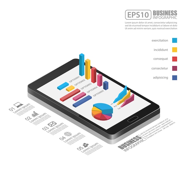 Business graph on smartphone