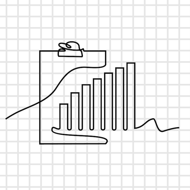 Vector business graph on a white background hand drawing single one line