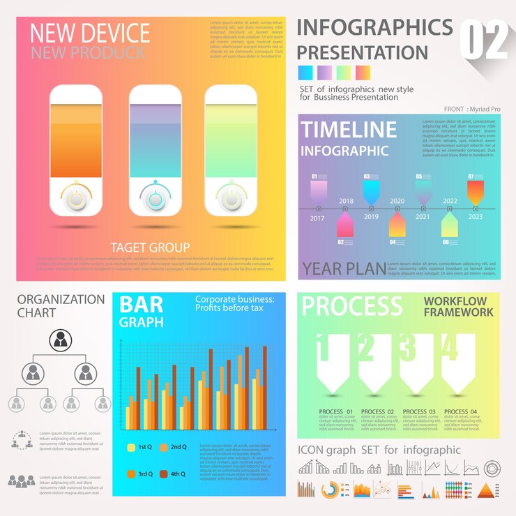 Vector business graphics data element templates sets