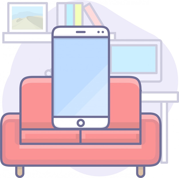 Vector business graphics with sofa and mobile