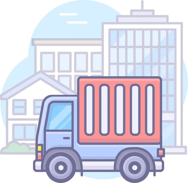 Vector business graphics with truck and truck