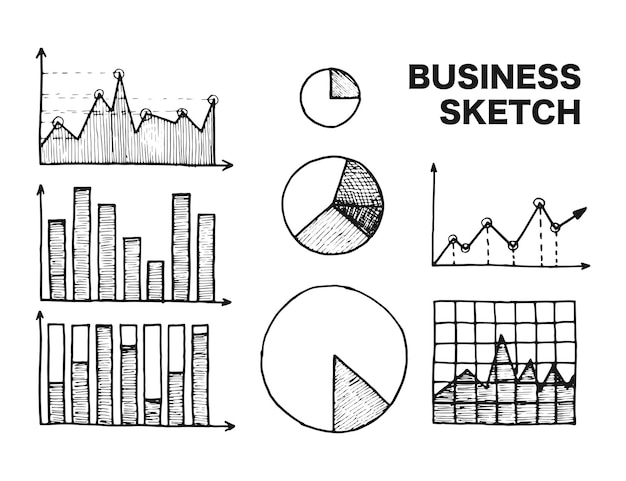 Vector business graphs set sketch vector illustration