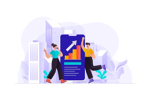 Vector business growth analytics illustration