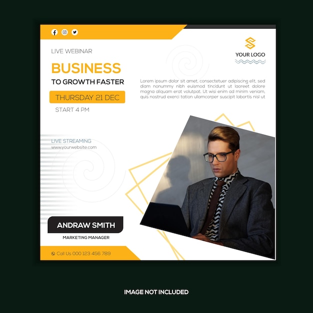 Business to growth faster social media post design and web banner