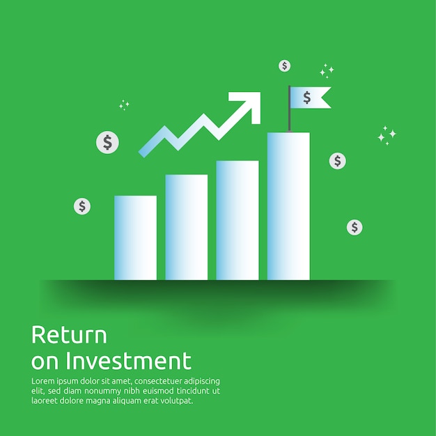 Business growth graph and arrows chart increase to success. return on investment roi or increase profit .