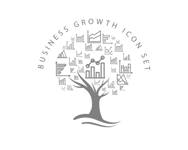 Business growth icon set design Premium Vector