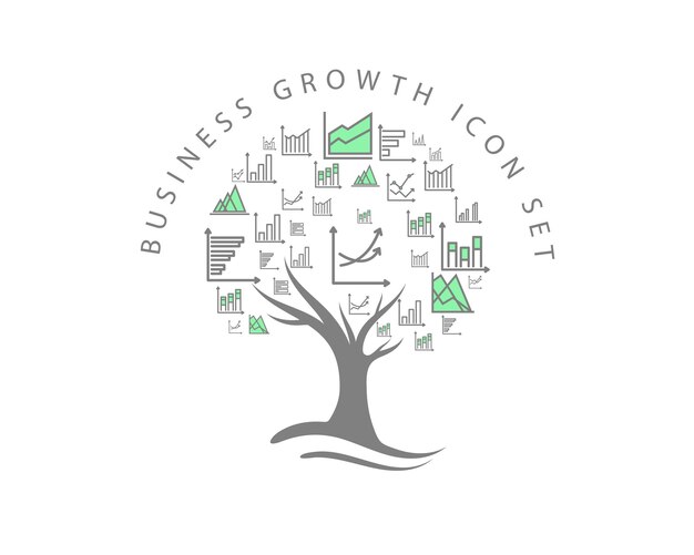 Vector business growth icon set design premium vector