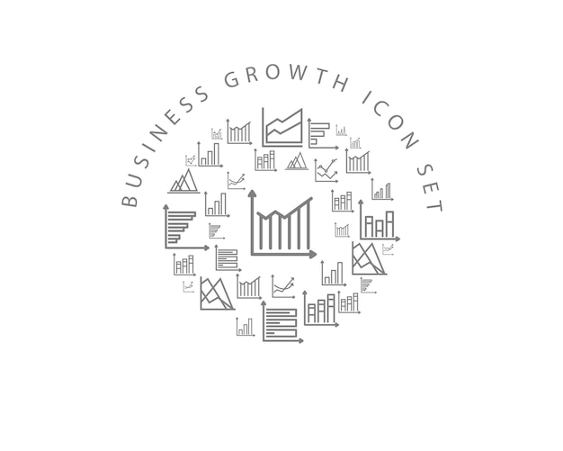 Business growth icon set design