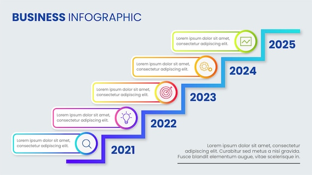 Vettore modello di progettazione infografica per la crescita aziendale con il concetto di scale