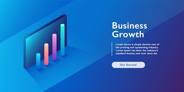 Vector business growth isometric vector illustration