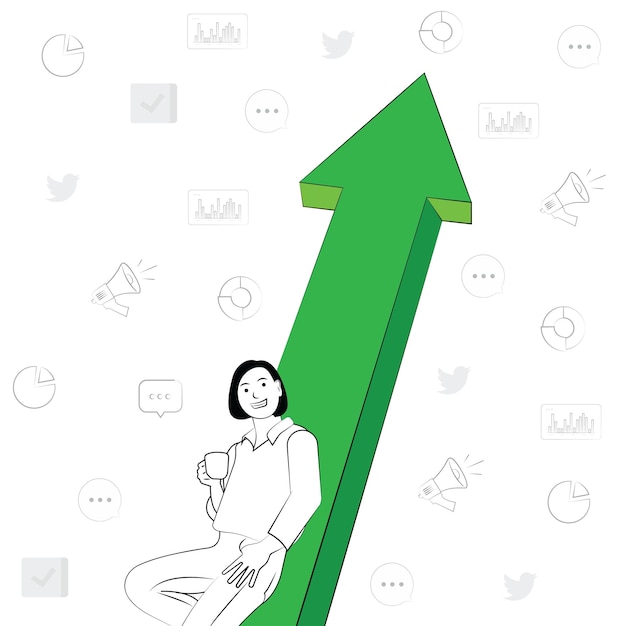 business growth outline art vector