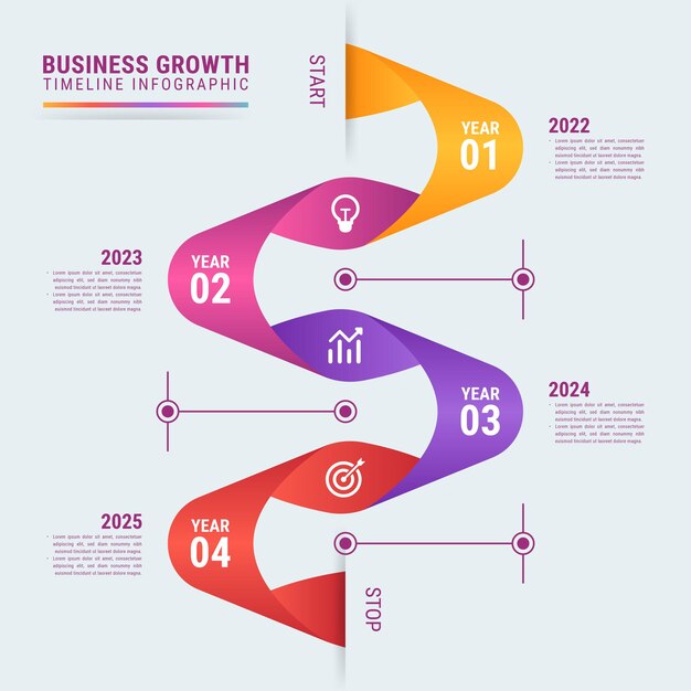 Vector business growth timeline infographic template