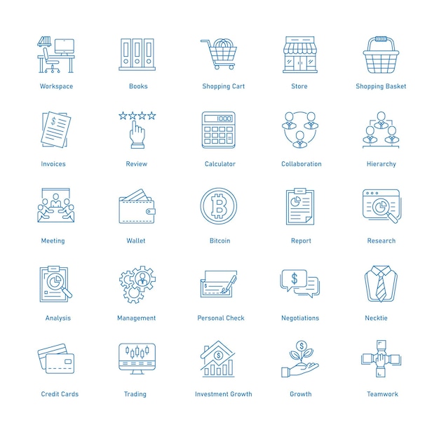 Vector business growth vector icon set