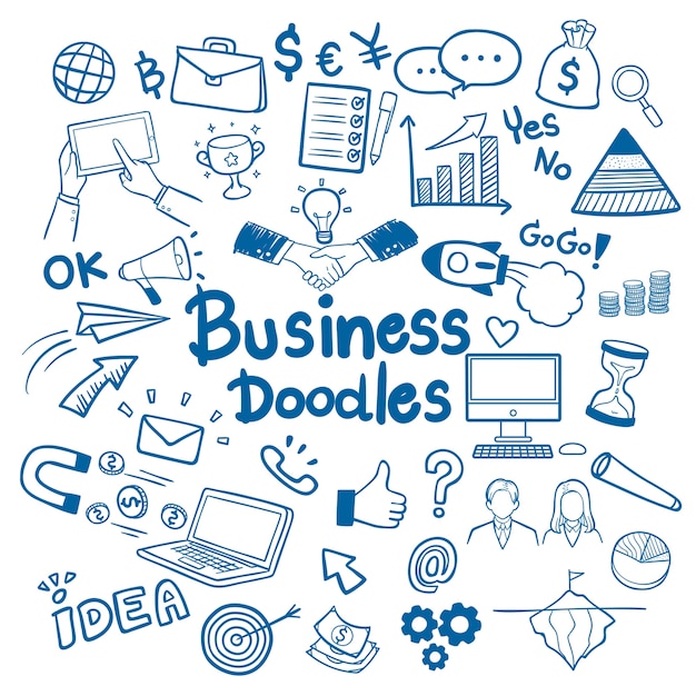 Vector business hand drawn doodles background vector