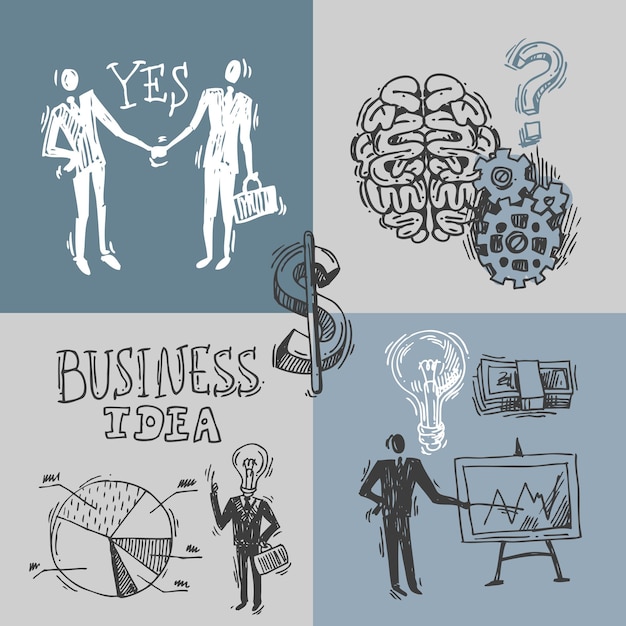 Vector business hand drawn sketch