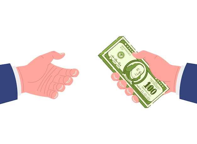 Business hand giving money Investment in a new project Vector illustrationxA
