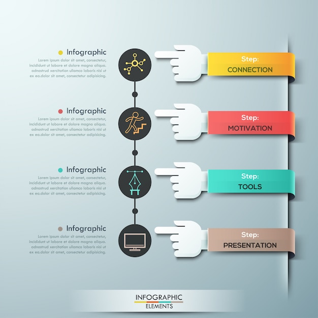 Modello di infographics di lavoro di squadra mani