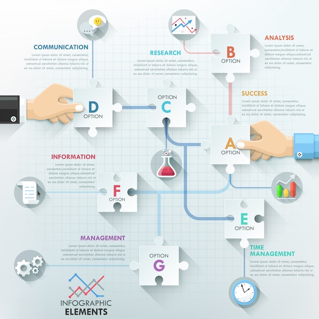 Modello di infographics di lavoro di squadra mani